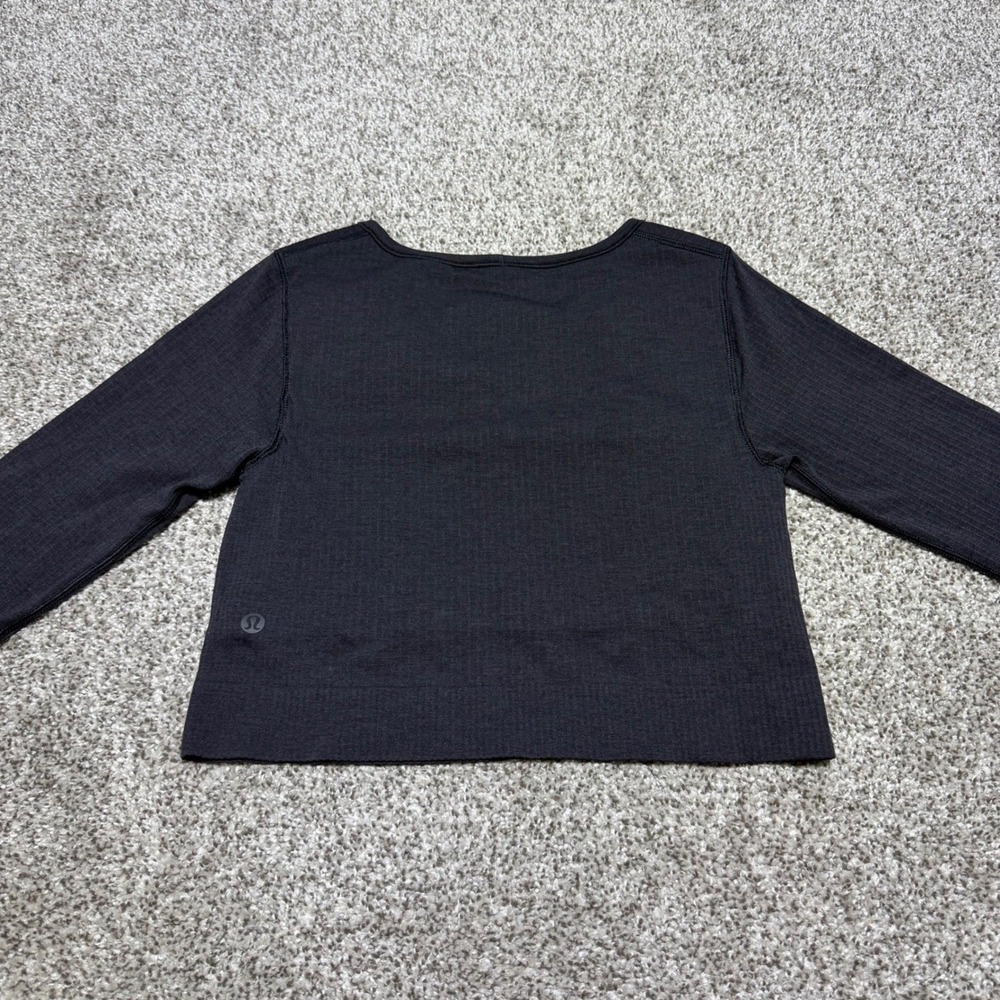 Lululemon Ebb to Street Long Sleeve Black W3DZNS Women 6 Crop Rib Built in Bra - Picture 2 of 9
